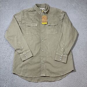 NWT Schaefer Outfitter Shirt Men's L Tall Sage Denim Pearl Snap Western Ranch